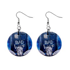 Doctor Who Adventure Bad Wolf Tardis Mini Button Earrings by Cendanart