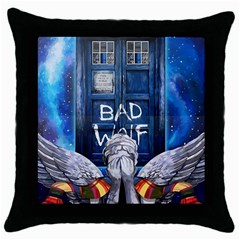 Doctor Who Adventure Bad Wolf Tardis Throw Pillow Case (black) by Cendanart