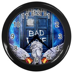 Doctor Who Adventure Bad Wolf Tardis Wall Clock (black) by Cendanart