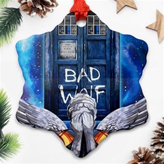 Doctor Who Adventure Bad Wolf Tardis Ornament (snowflake) by Cendanart