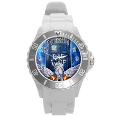 Doctor Who Adventure Bad Wolf Tardis Round Plastic Sport Watch (l) by Cendanart