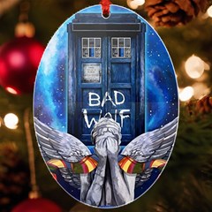 Doctor Who Adventure Bad Wolf Tardis Uv Print Acrylic Ornament Oval by Cendanart