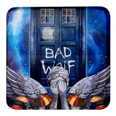 Doctor Who Adventure Bad Wolf Tardis Square Glass Fridge Magnet (4 Pack) by Cendanart