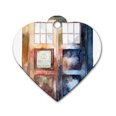 Tardis Doctor Who Dog Tag Heart (two Sides) by Cendanart