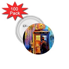 Tardis Doctor Who Paint Painting 1 75  Buttons (100 Pack)  by Cendanart