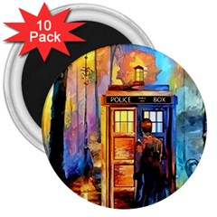 Tardis Doctor Who Paint Painting 3  Magnets (10 Pack)  by Cendanart