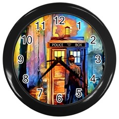 Tardis Doctor Who Paint Painting Wall Clock (black) by Cendanart