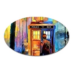 Tardis Doctor Who Paint Painting Oval Magnet by Cendanart