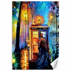 Tardis Doctor Who Paint Painting Canvas 12  X 18  by Cendanart