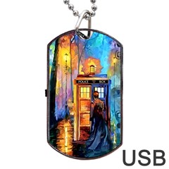 Tardis Doctor Who Paint Painting Dog Tag Usb Flash (one Side) by Cendanart