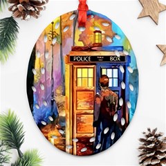 Tardis Doctor Who Paint Painting Ornament (oval Filigree) by Cendanart