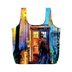 Tardis Doctor Who Paint Painting Full Print Recycle Bag (m) by Cendanart