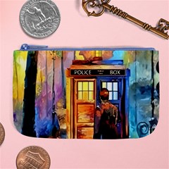 Tardis Doctor Who Paint Painting Large Coin Purse by Cendanart