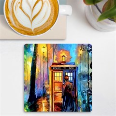 Tardis Doctor Who Paint Painting Uv Print Square Tile Coaster  by Cendanart