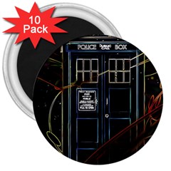 Tardis Doctor Who Magic Travel Macine Fantasy 3  Magnets (10 Pack)  by Cendanart