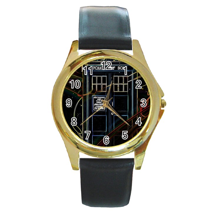 Tardis Doctor Who Magic Travel Macine Fantasy Round Gold Metal Watch