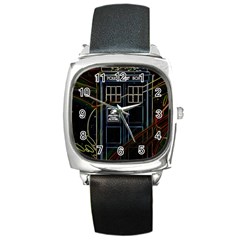 Tardis Doctor Who Magic Travel Macine Fantasy Square Metal Watch by Cendanart