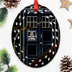 Tardis Doctor Who Magic Travel Macine Fantasy Ornament (oval Filigree) by Cendanart