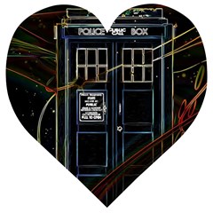 Tardis Doctor Who Magic Travel Macine Fantasy Wooden Puzzle Heart by Cendanart