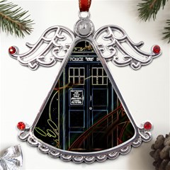 Tardis Doctor Who Magic Travel Macine Fantasy Metal Angel With Crystal Ornament by Cendanart