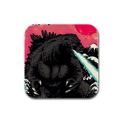 Godzilla Vintage Wave Rubber Square Coaster (4 Pack) by Cendanart