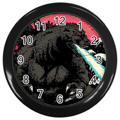 Godzilla Vintage Wave Wall Clock (black) by Cendanart