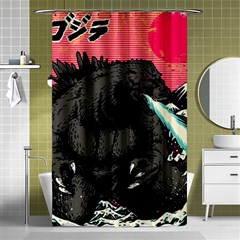 Godzilla Vintage Wave Shower Curtain 48  X 72  (small)  by Cendanart