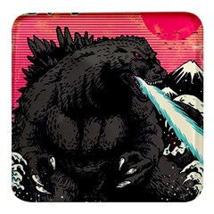 Godzilla Vintage Wave Square Glass Fridge Magnet (4 Pack) by Cendanart