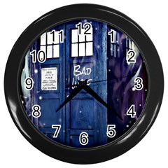 Bad Wolf Tardis Doctor Who Wall Clock (black) by Cendanart