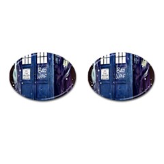 Bad Wolf Tardis Doctor Who Cufflinks (oval) by Cendanart