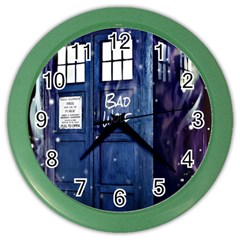 Bad Wolf Tardis Doctor Who Color Wall Clock by Cendanart