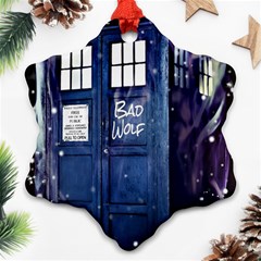 Bad Wolf Tardis Doctor Who Ornament (snowflake) by Cendanart