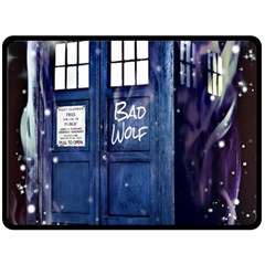 Bad Wolf Tardis Doctor Who Two Sides Fleece Blanket (large) by Cendanart