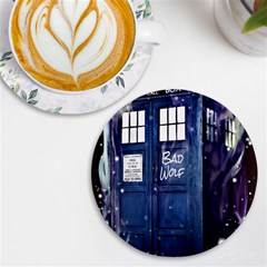 Bad Wolf Tardis Doctor Who Uv Print Round Tile Coaster by Cendanart