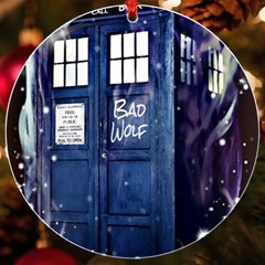 Bad Wolf Tardis Doctor Who Uv Print Acrylic Ornament Round by Cendanart