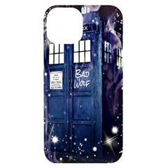 Bad Wolf Tardis Doctor Who Iphone 14 Black Uv Print Case by Cendanart