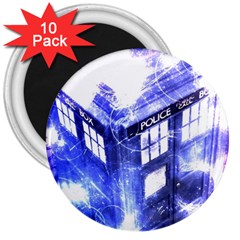 Tardis Doctor Who Blue Travel Machine 3  Magnets (10 Pack)  by Cendanart