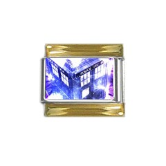 Tardis Doctor Who Blue Travel Machine Gold Trim Italian Charm (9mm) by Cendanart