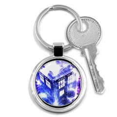 Tardis Doctor Who Blue Travel Machine Key Chain (round) by Cendanart