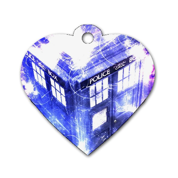 Tardis Doctor Who Blue Travel Machine Dog Tag Heart (Two Sides)