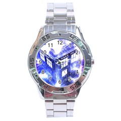 Tardis Doctor Who Blue Travel Machine Stainless Steel Analogue Watch by Cendanart