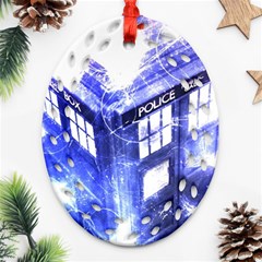 Tardis Doctor Who Blue Travel Machine Ornament (oval Filigree) by Cendanart