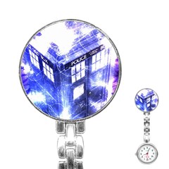 Tardis Doctor Who Blue Travel Machine Stainless Steel Nurses Watch by Cendanart