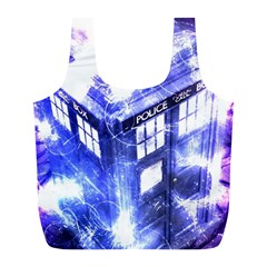 Tardis Doctor Who Blue Travel Machine Full Print Recycle Bag (l) by Cendanart