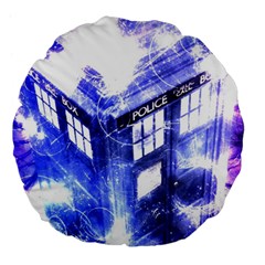 Tardis Doctor Who Blue Travel Machine Large 18  Premium Flano Round Cushions by Cendanart