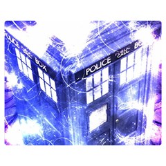 Tardis Doctor Who Blue Travel Machine Two Sides Premium Plush Fleece Blanket (medium) by Cendanart