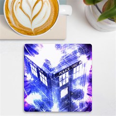 Tardis Doctor Who Blue Travel Machine Uv Print Square Tile Coaster  by Cendanart