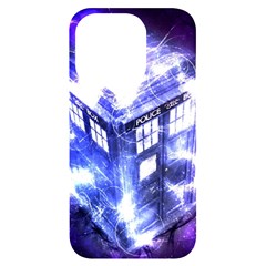 Tardis Doctor Who Blue Travel Machine Iphone 14 Pro Black Uv Print Case by Cendanart