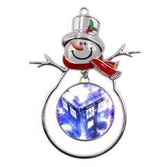 Tardis Doctor Who Blue Travel Machine Metal Snowman Ornament by Cendanart