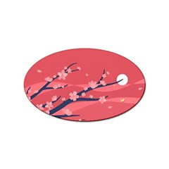 Illustration Minimal Minimalist Scenery Minimalist Japanese Art Sticker Oval (10 Pack) by Bedest